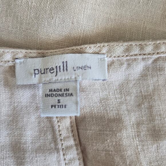 J. Jill Pure Jill Linen Maxi Dress Midi Dress Tan Watercolor Floral Women SP - Picture 9 of 11